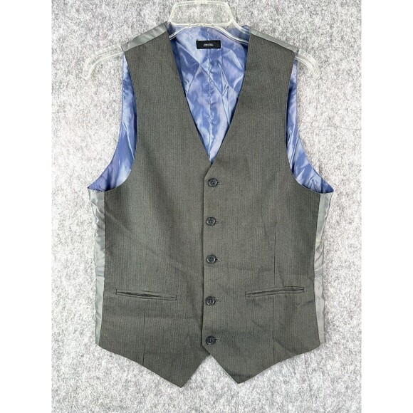 JF J. Ferrar Modern Fit Suit Vest Gray Striped Size Small - Picture 1 of 10